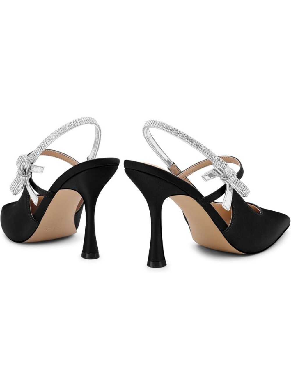 Sparkly Rhinestone Bow Kitten Heel Pumps - 3.8" Ankle Strappy Dress Shoes for - Picture 5 of 5